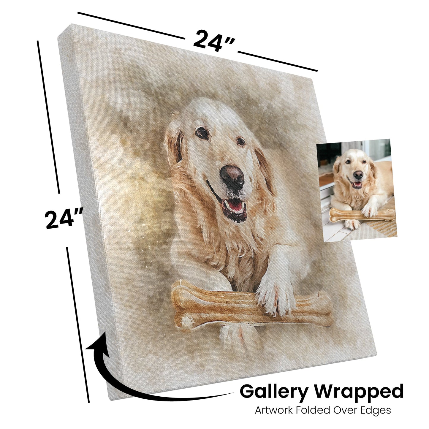 Custom Watercolor Pet Portrait On Premium Canvas