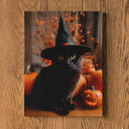 Black Cat Witch Halloween Wall Art