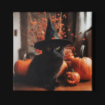 Black Cat Witch Halloween Wall Art