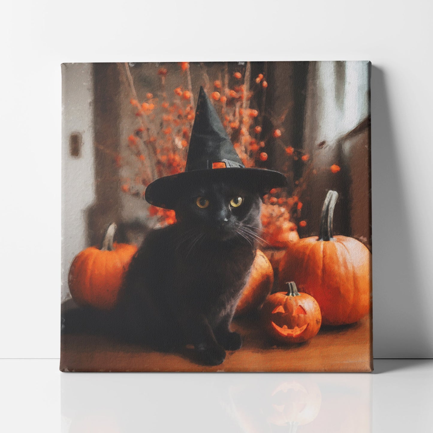 Black Cat Witch Halloween Wall Art