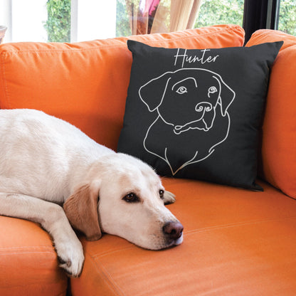 Custom Line Art Pet Portrait Pillow