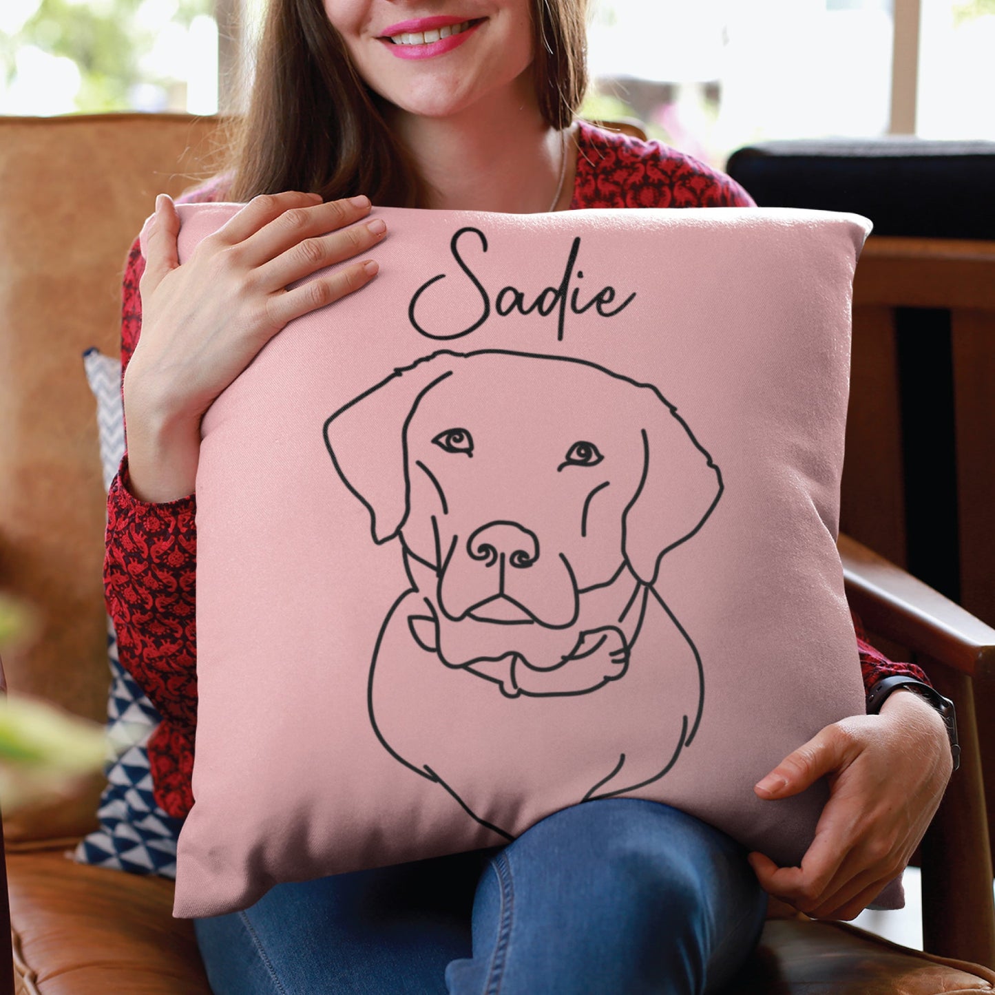 Custom Line Art Pet Portrait Pillow