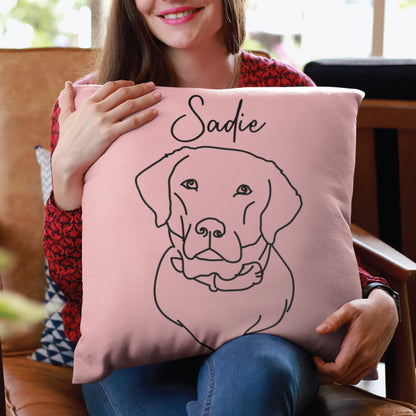 Custom Line Art Pet Portrait Pillow