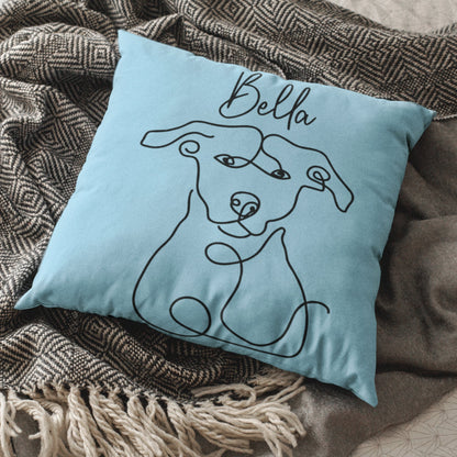 Custom Line Art Pet Portrait Pillow