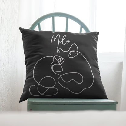 Custom Line Art Pet Portrait Pillow