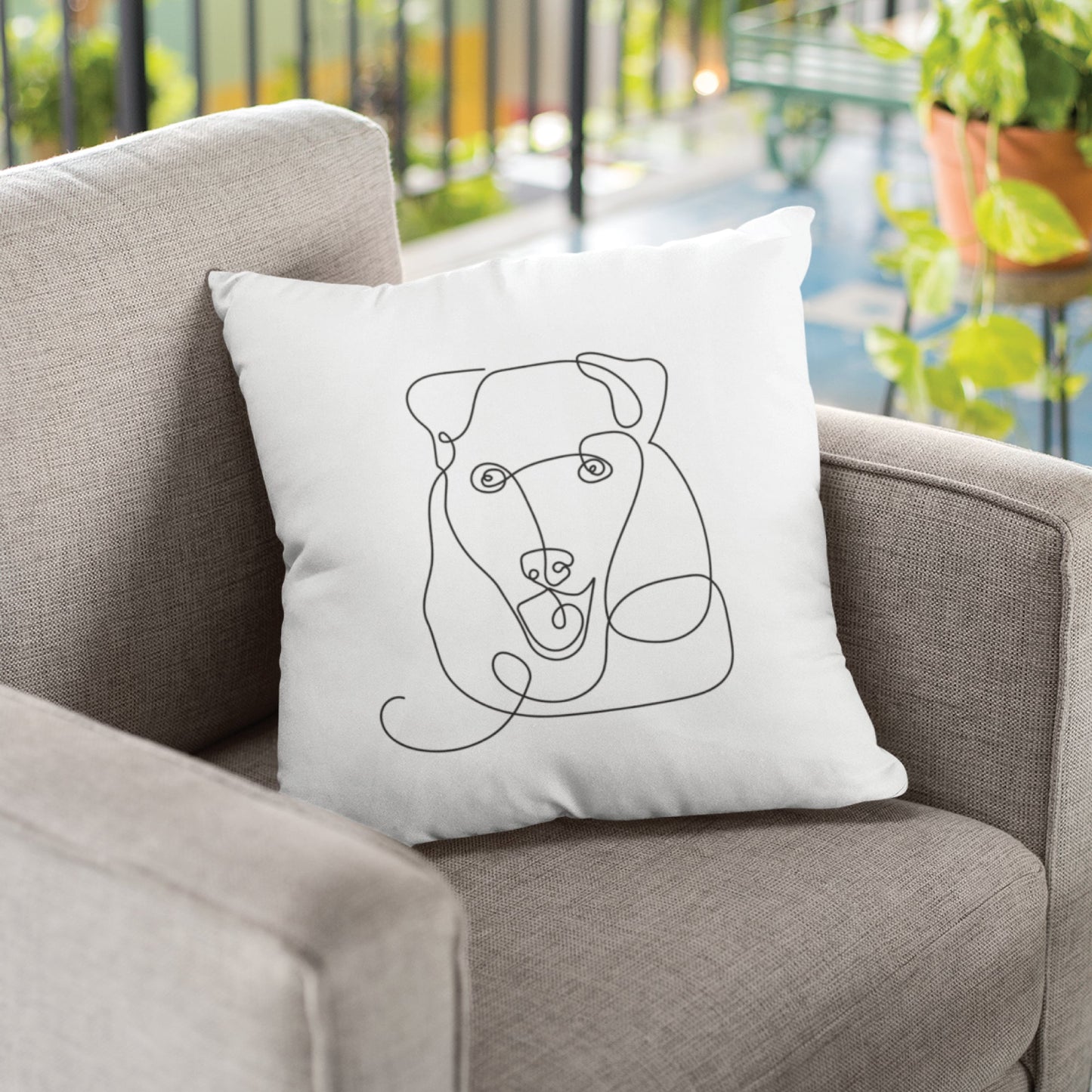 Custom Line Art Pet Portrait Pillow