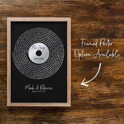 Personalized Song Lyrics Record Print