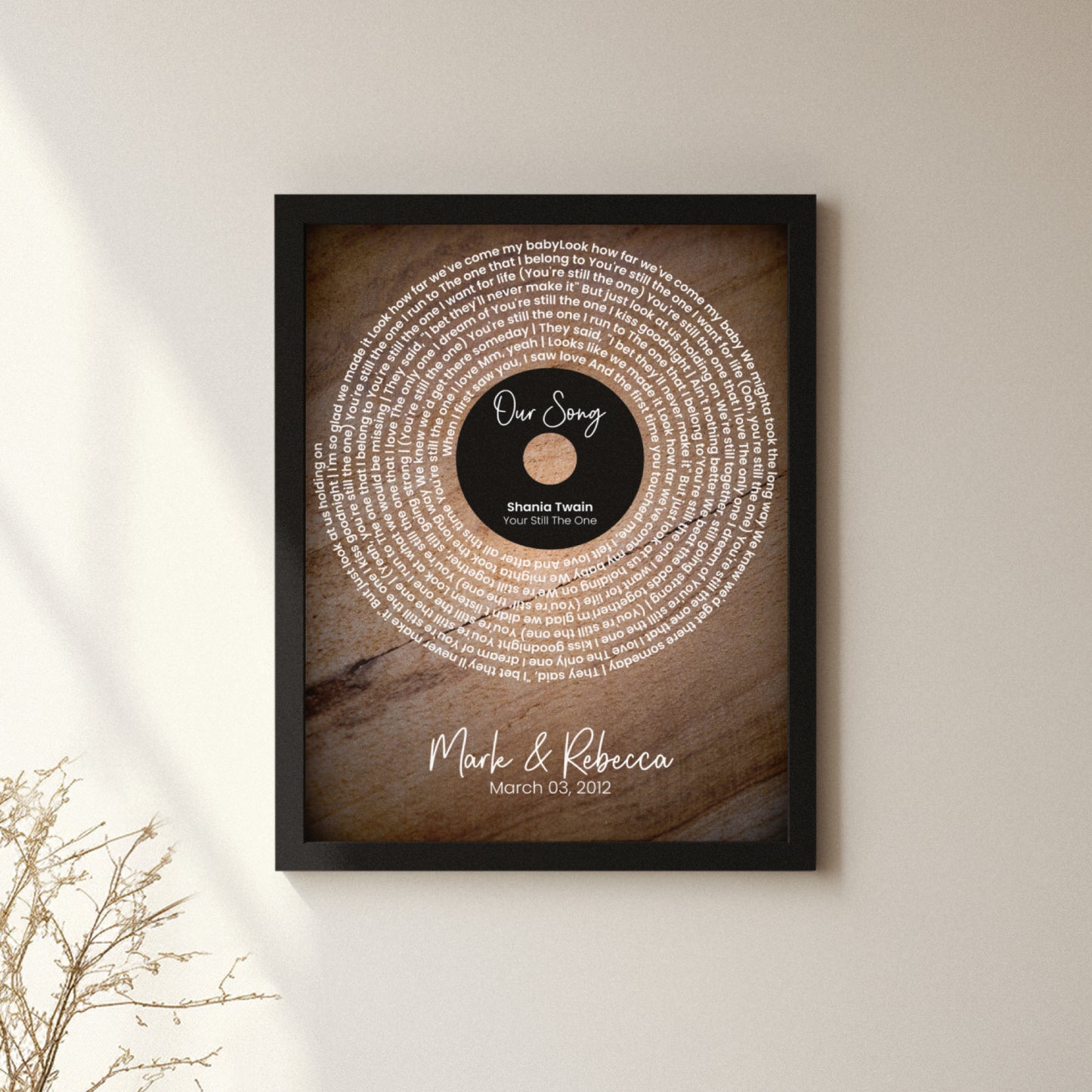 Personalized Song Lyrics Record Print