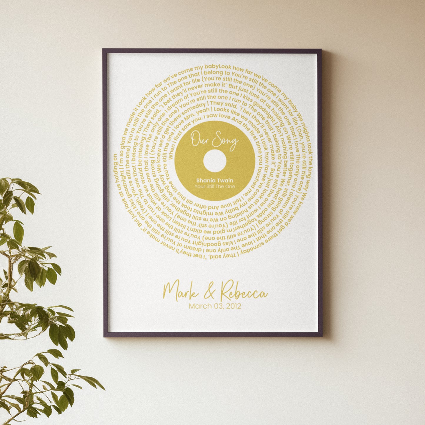 Personalized Song Lyrics Record Print