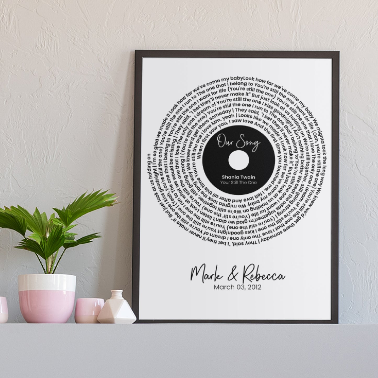 Personalized Song Lyrics Record Print