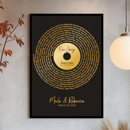 Wedding Gift - Personalized Song Lyrics Record Print