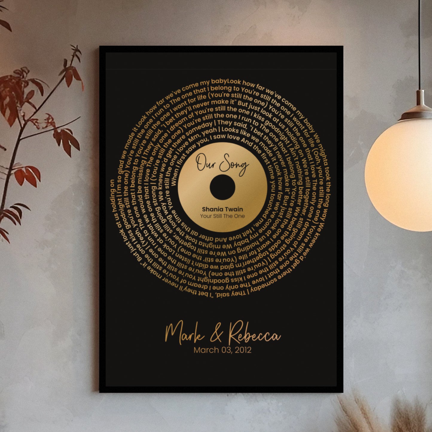 Personalized Song Lyrics Record Print