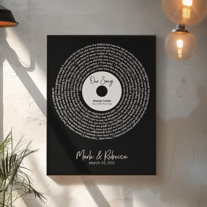 Personalized Song Lyrics Record Print