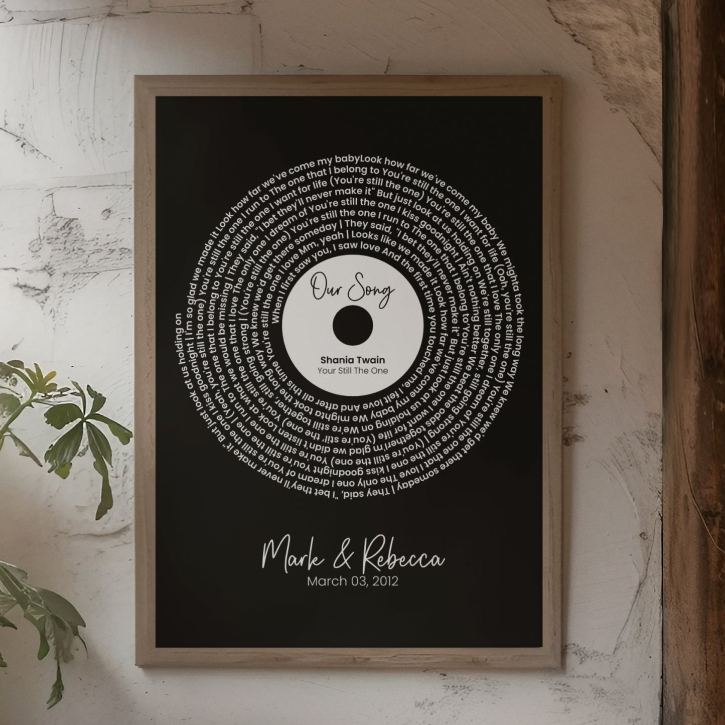 Personalized Song Lyrics Record Print