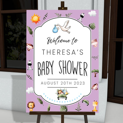 Safari Animal Baby Shower Welcome Sign