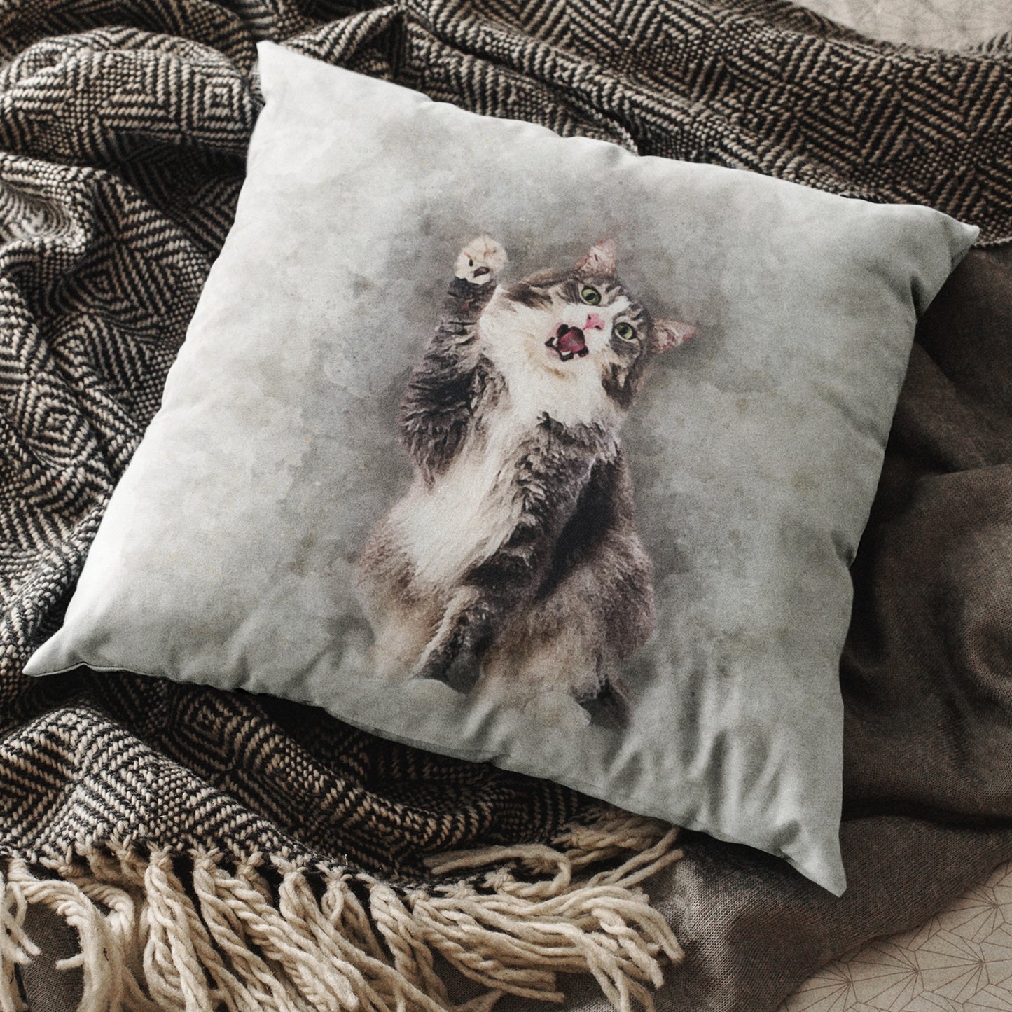 Custom Watercolor Pet Portrait Pillow