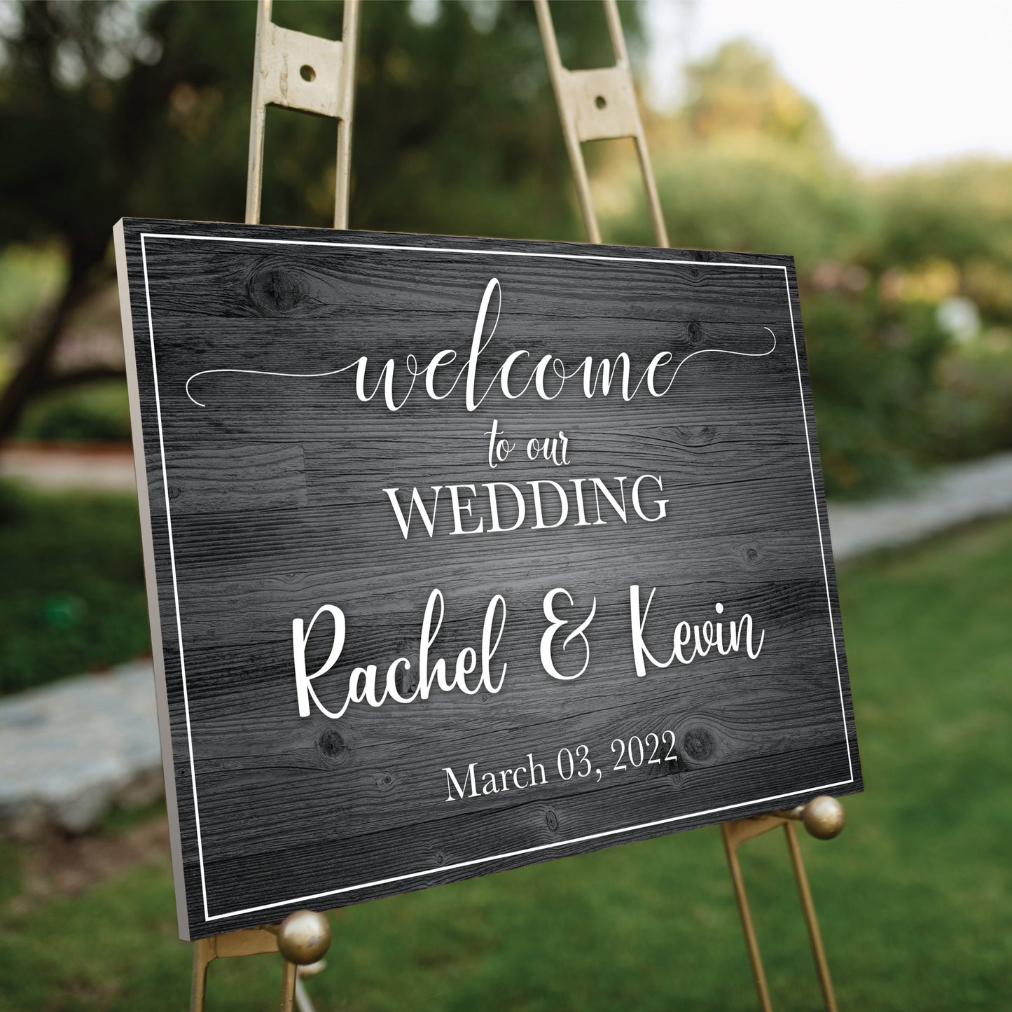 Wedding Welcome Sign, Rustic Wood Background, Wedding Decor, Welcome to Wedding Sign, Poster Board - Express Shipping Available