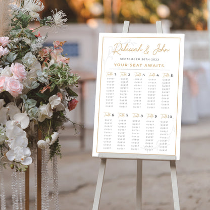 Wedding Seating Chart, Personalized Wedding Welcome Sign, Party Decorations, Reception Poster, Wedding Decor, Rehearsal Sign, Find Your Seat