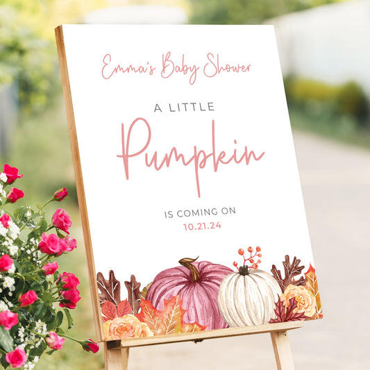 Little Pumpkin Baby Shower Welcome Sign, Neutral Pumpkin Sign for Baby Shower, Bridal Shower, Rustic Autumn Baby shower, Fall Baby Shower