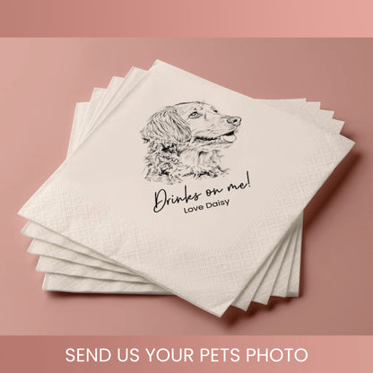 Custom Pet Sketch Cocktail Napkins