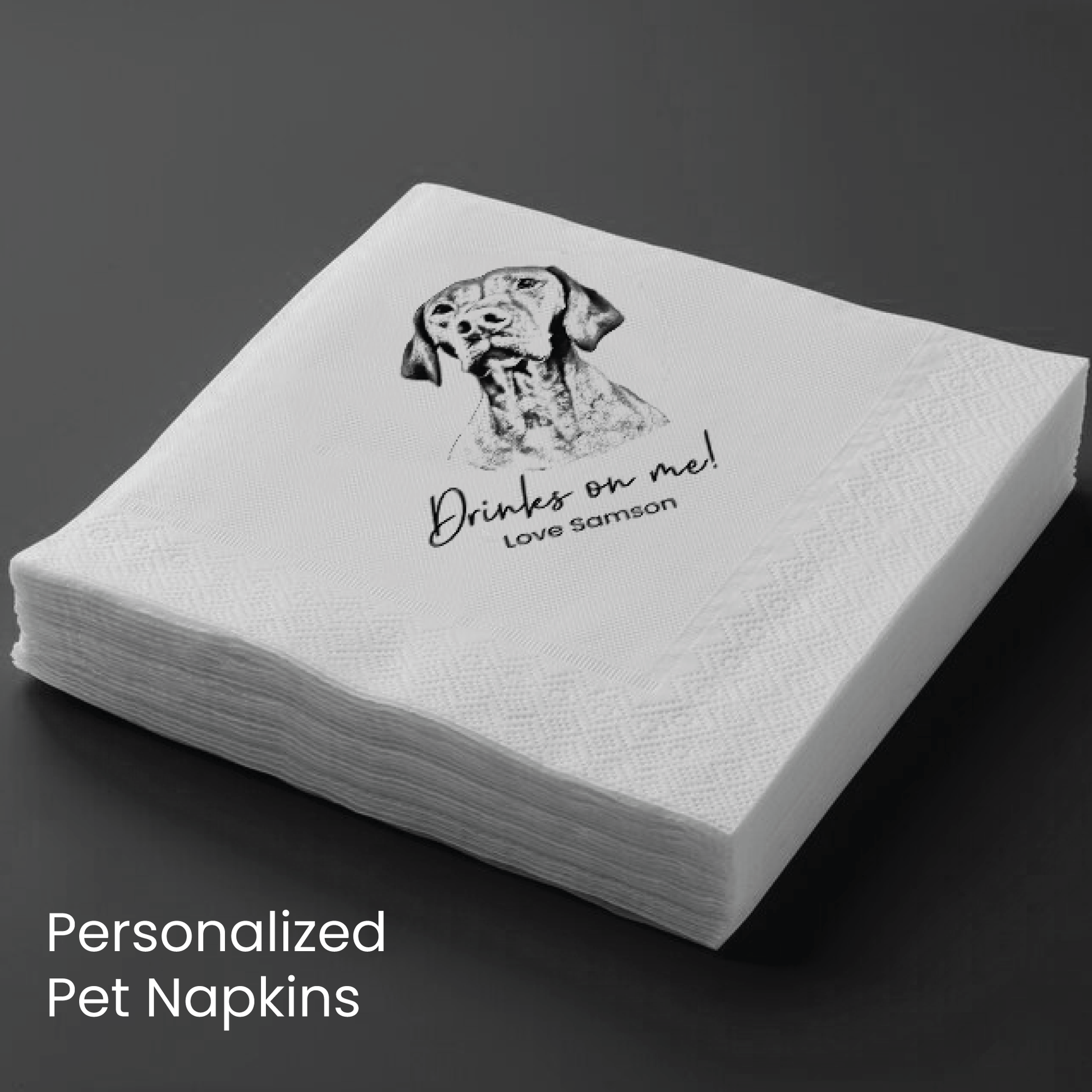 Custom Pet Sketch Cocktail Napkins