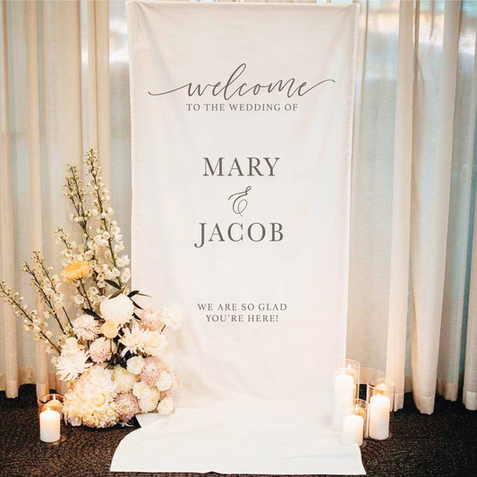 Wedding Sign - Fabric Wedding Banner | Personalized Wedding Welcome Sign