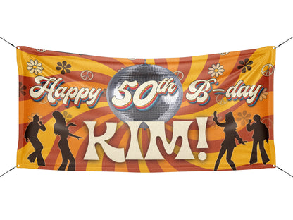 Groovy 1970s Disco Birthday Banner