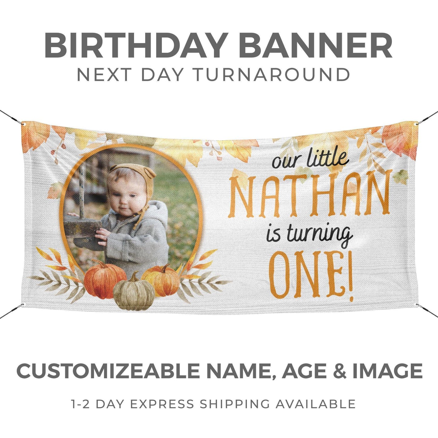 First Birthday Autumn Birthday Banner - HomeHaps