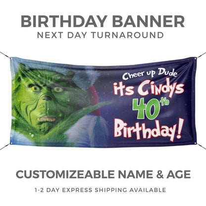 Grinchmas Inspired Christmas Birthday Banner - HomeHaps