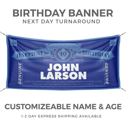 Blue Beer Inspired Birthday Banner - HomeHaps