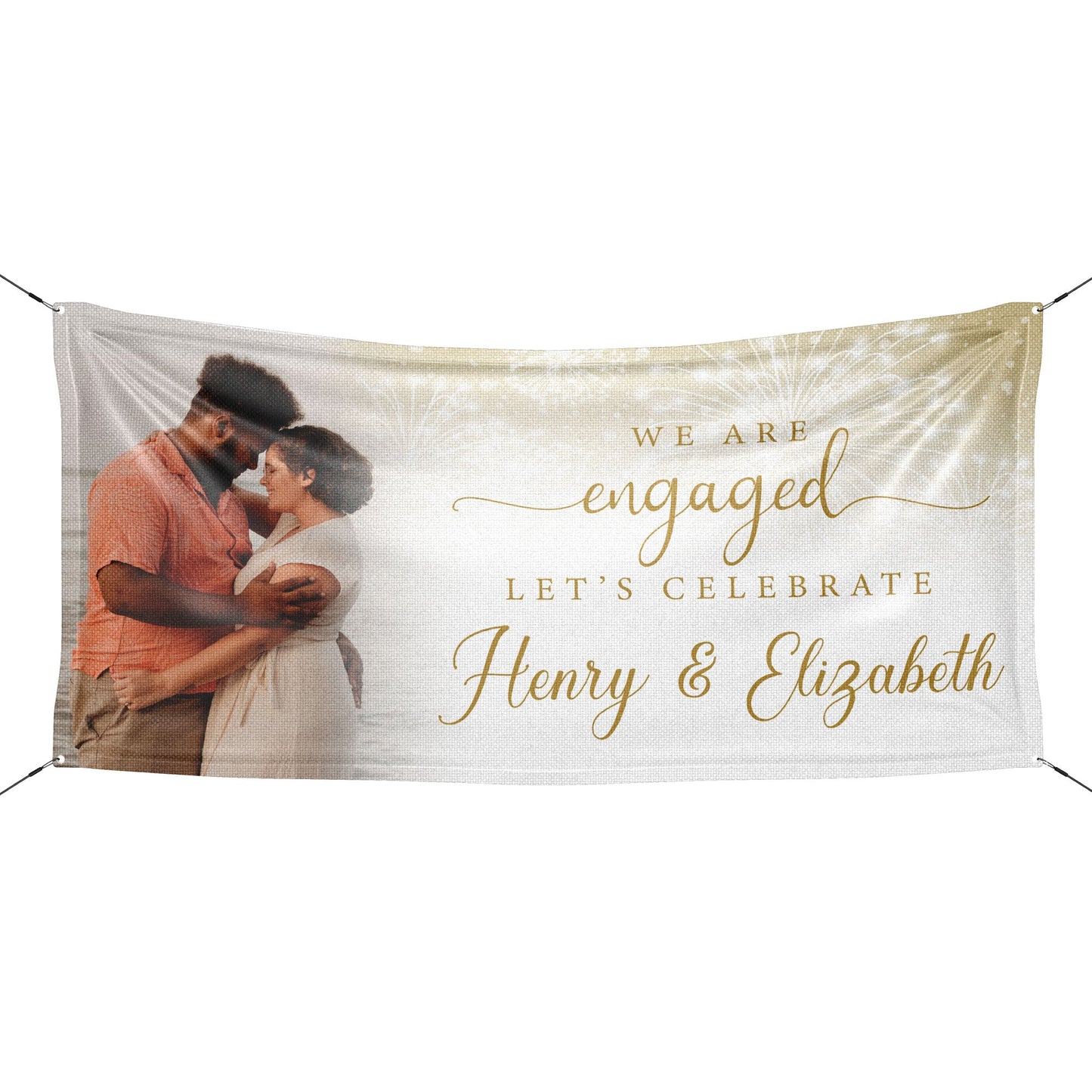 Personalized Fireworks Engagement Banner