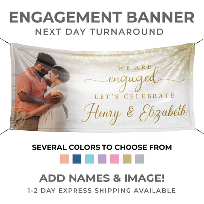 Personalized Fireworks Engagement Banner