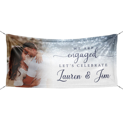 Personalized Fireworks Engagement Banner