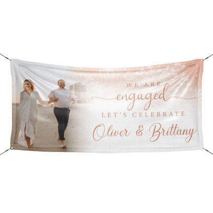 Personalized Fireworks Engagement Banner