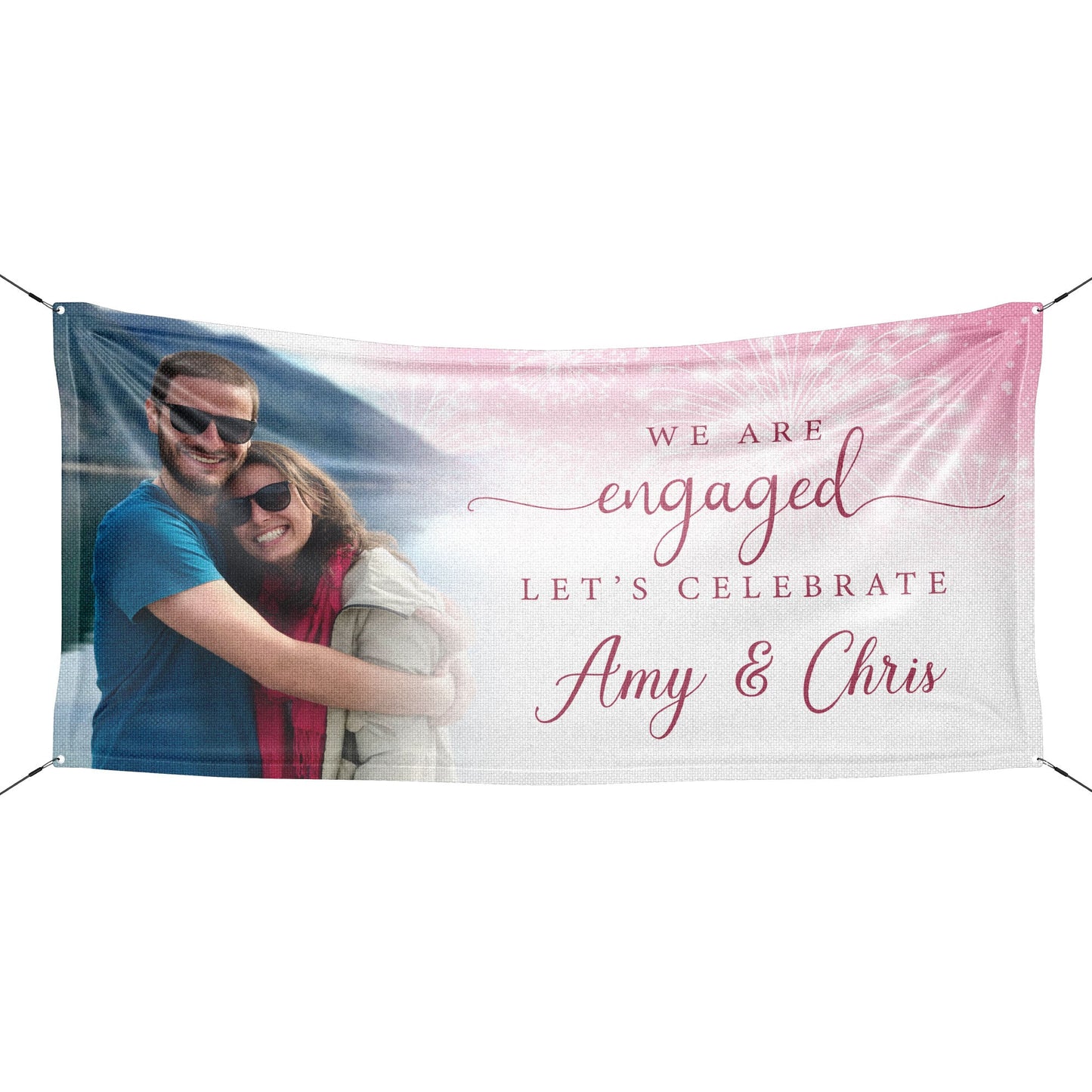 Personalized Fireworks Engagement Banner