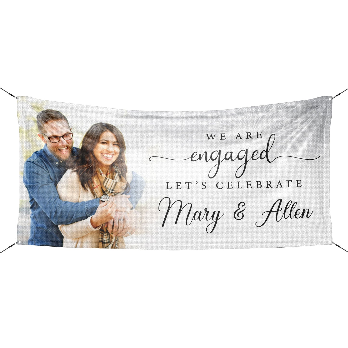 Personalized Fireworks Engagement Banner