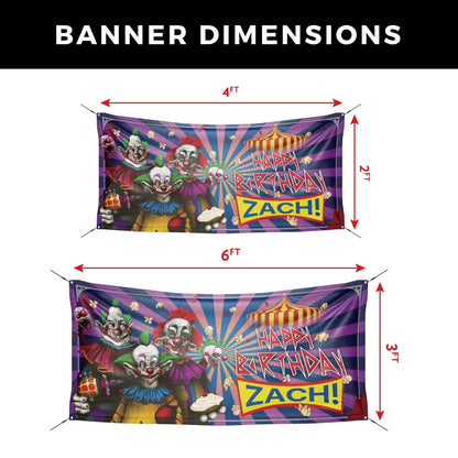 Scary Clowns Personalized Halloween Birthday Banner - HomeHaps