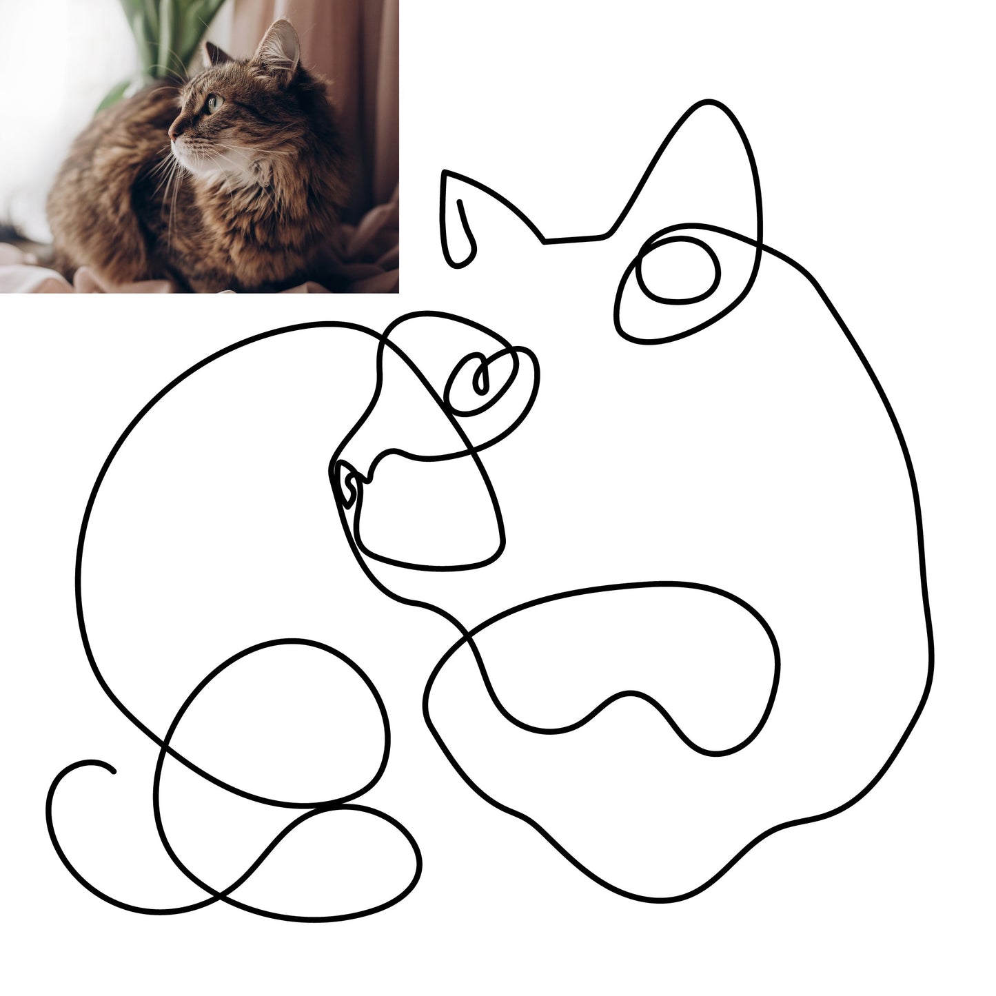 Custom Minimalist Line Art Pet Portrait