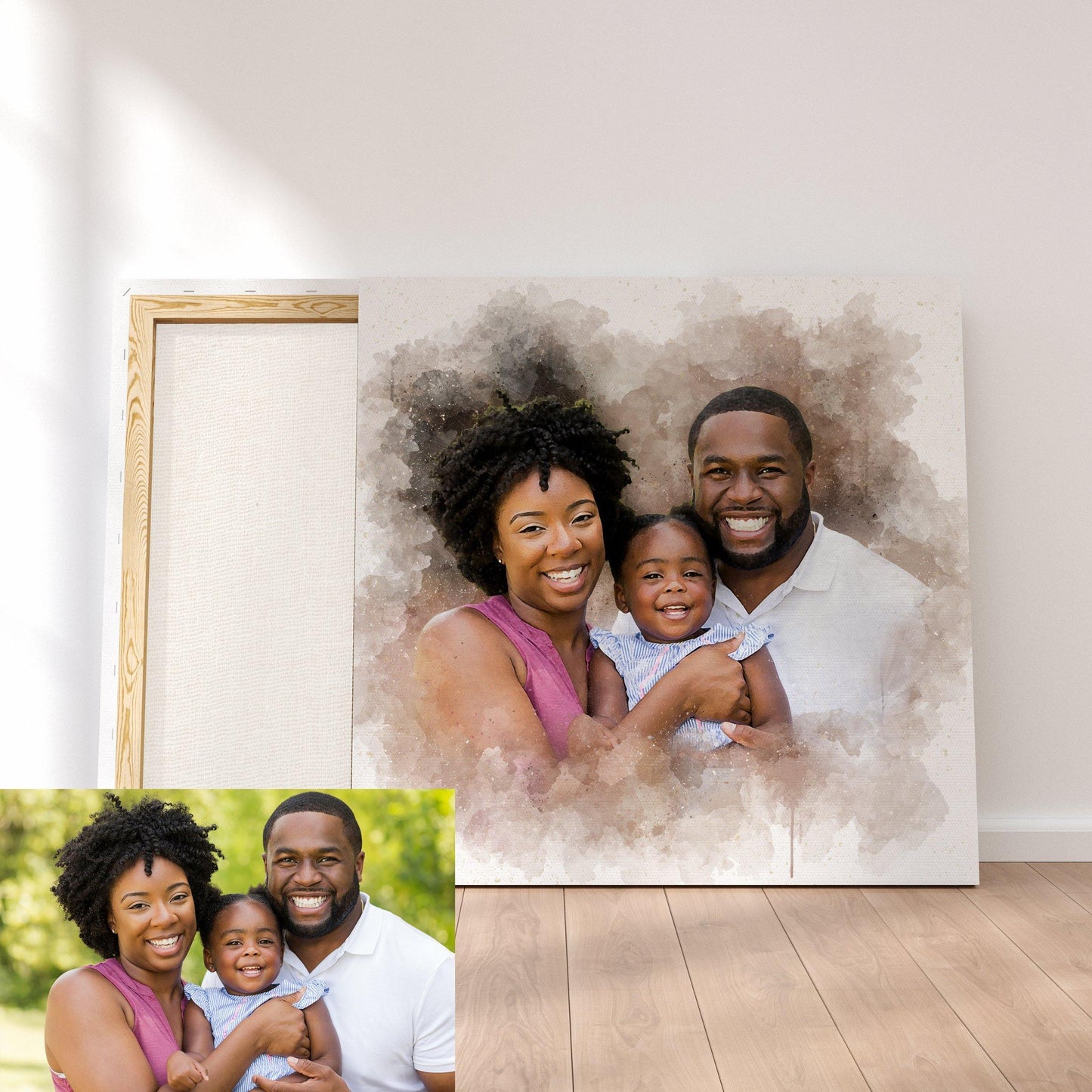 Custom Watercolor Canvas Portrait from Photo - HomeHaps