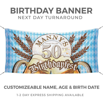 Personalized Oktoberfest Birthday Banner Party Decoration - HomeHaps