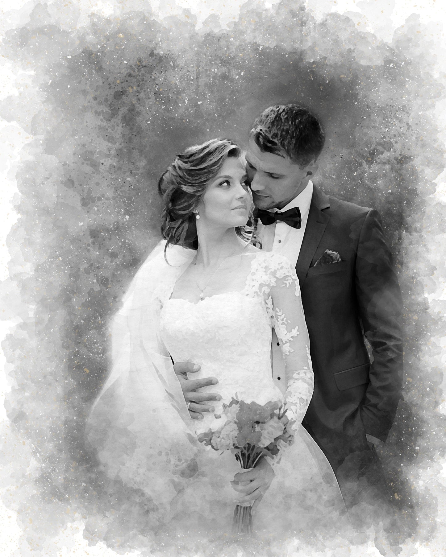 Custom Wedding Watercolor Canvas Portrait from Photo