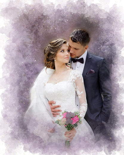 Custom Wedding Watercolor Canvas Portrait from Photo