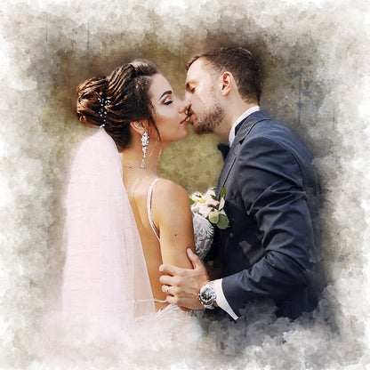 Custom Wedding Watercolor Canvas Portrait from Photo