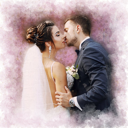 Custom Wedding Watercolor Canvas Portrait from Photo