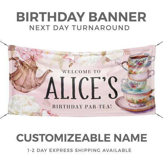 Tea Party Birthday Banner - HomeHaps